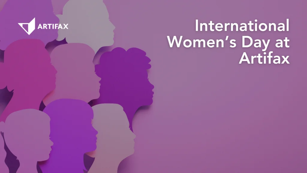 Artifax banner featuring illustrated silhouettes of diverse women in purple and pink tones, with the heading International Women’s Day at Artifax.