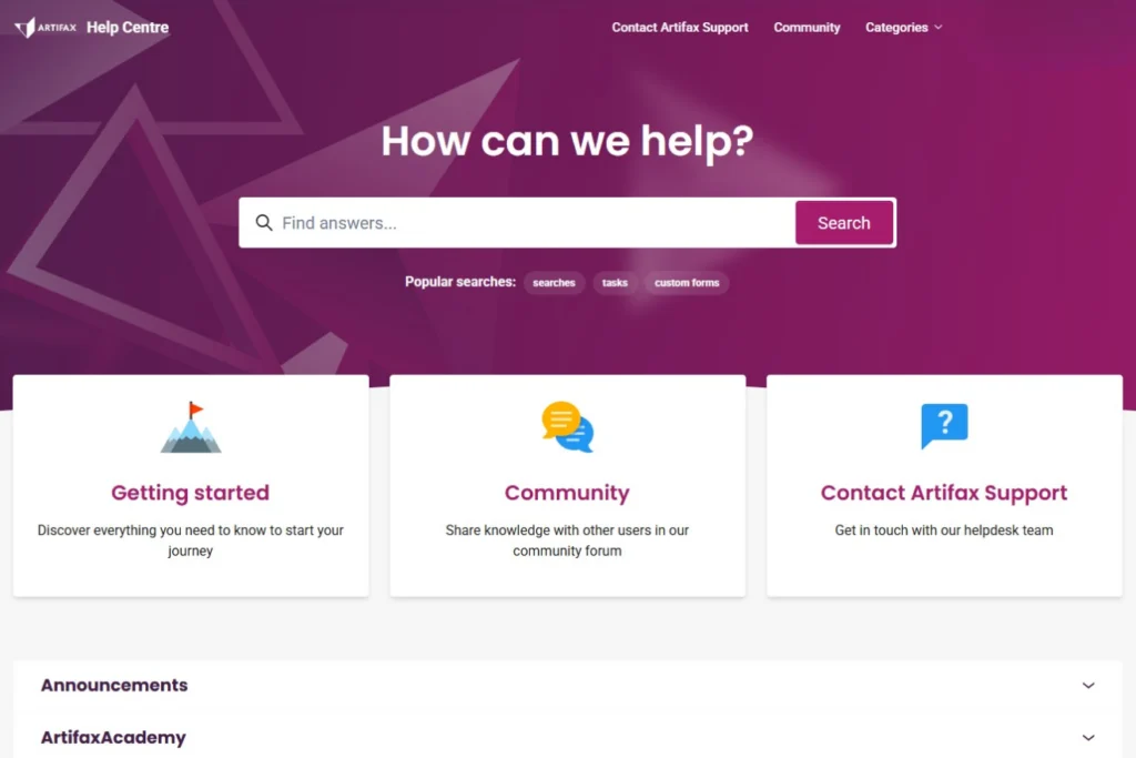 Pop-up window on Artifax website displaying release notes for version 4.5.9, highlighting new features and improvements.