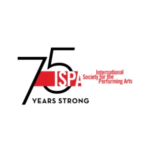 75th Anniversary logo for the International Society for the Performing Arts featuring “75 Years Strong” and the ISPA brand in red.