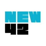 The New 42 logo in blue and black.