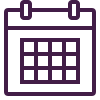 Calendar icon with date grid and two binder rings
