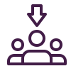 People management icon with three people and a downward arrow to the lead figure