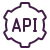 API integration icon inside a cog wheel