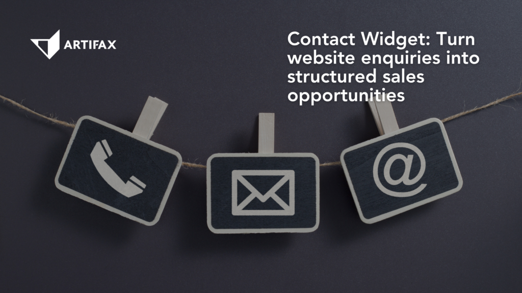 Contact icons (phone, email, and web) representing website enquiries and communication channels